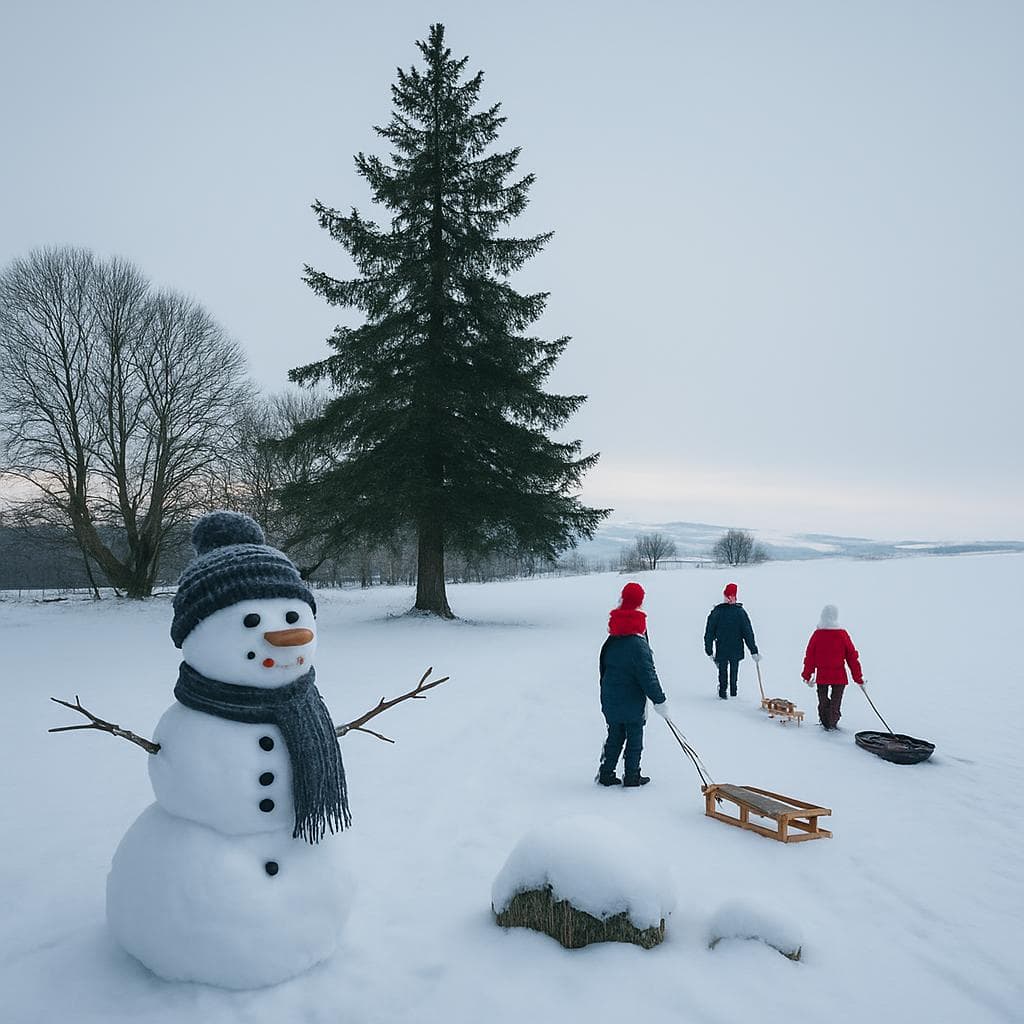 Snowman on the estate grounds